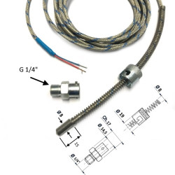 TBA1JDUSI8CA30  Termocoppie  J  Attacco a baionetta calotta Femmina 1/4  con puntale d 8mm x 15 mm con cavo TTS Lc 3 mtl