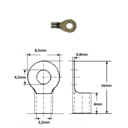8008-4   Capicorda Inox foro D 4,2 per cavo sez 1 2,5mmq
