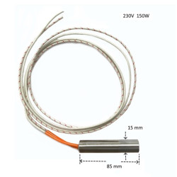 Z1585  Riscaldatore a cartuccia D 15 mm  H 85mm  150W  230 V  Lc 500mm