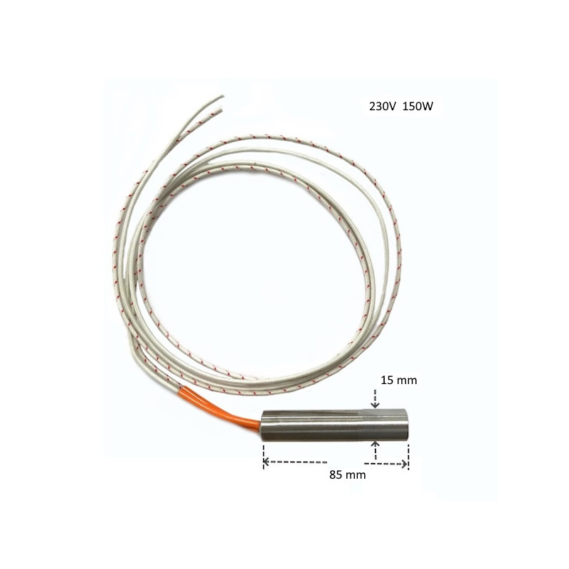 Z1585  Riscaldatore a cartuccia D 15 mm  H 85mm  150W  230 V  Lc 500mm