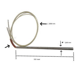 Z81038310 Riscaldatore a cartuccia  D 9,46 mm H 310 mm  350W 50V  LC 1000 mm Cavo FVT