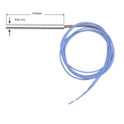 Z98170  Riscaldatore a cartuccia D 9,81  H 170 mm  350W 115V  LC 500 mm Cavo silicone