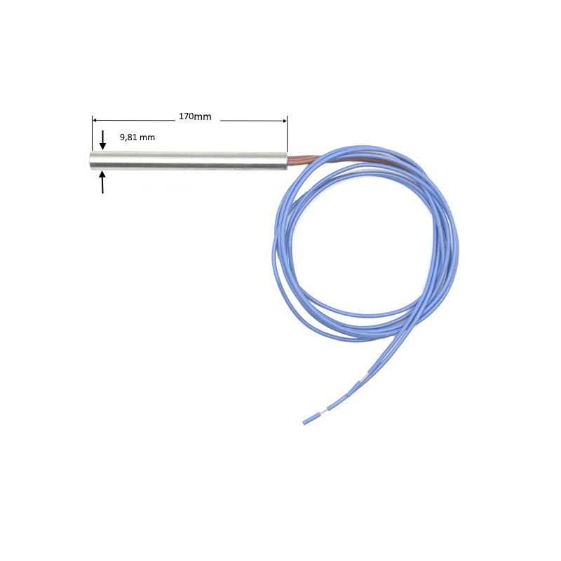 Z98170  Riscaldatore a cartuccia D 9,81  H 170 mm  350W 115V  LC 500 mm Cavo silicone