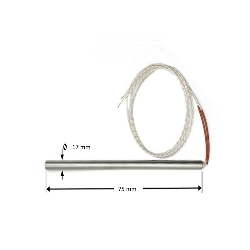 1775  Riscaldatore a cartuccia  D17mm H 75 mm  60V 100 W   Lc 500 mm