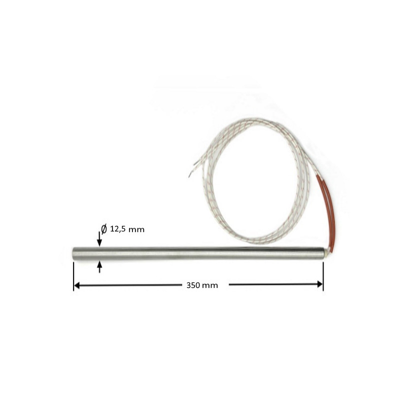 125350  Riscaldatore a cartuccia   D 12,5 mm H 350 mm  230V   400W   LC 1000 mm