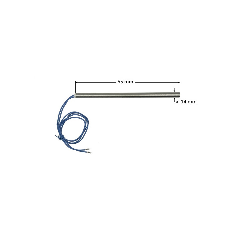 Riscaldatore a cartuccia  D 14 mm  H 65 mm  230V  100W  LC 1000 mm