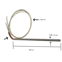 Riscaldatore a cartuccia D 16 mm H 800 mm 230V 2200W  LC 1000 mm  FVT