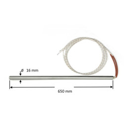 16650  Riscaldatore a cartuccia  D16 mm  H 650mm  240V 1600W  LC 500 mm