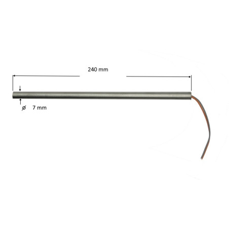 70240  Riscaldatore a cartuccia D 7 mm  H 240 mm  115V  250W LC 1000 mm