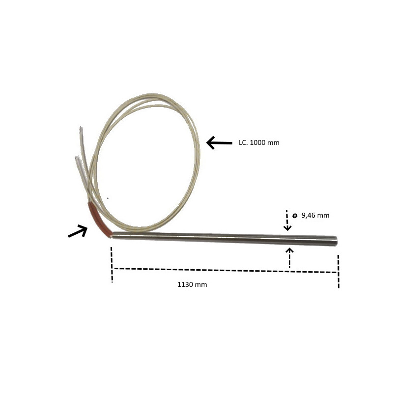 94601130  Riscaldatore a cartucccia  D 9,46 mm  H 1130 mm  230V 1700W LC=1000mm