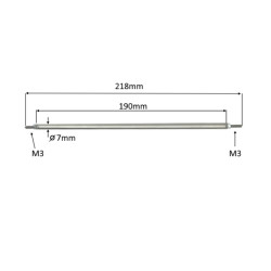 70190  Riscaldatore corazzato D 7 mm  H 190 mm  55V 150W  Perni M3