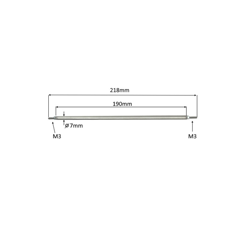 70190  Riscaldatore corazzato D 7 mm  H 190 mm  55V 150W  Perni M3