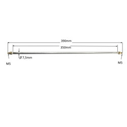 75350 Riscaldatore corazzato lineare  D 7,5 mm  H 350 mm  20V 400W   terminali maggiorati M5 ottone