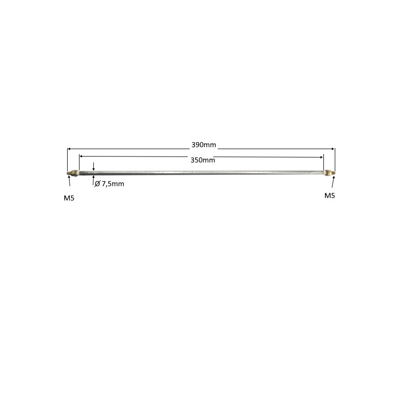 75350 Riscaldatore corazzato lineare  D 7,5 mm  H 350 mm  20V 400W   terminali maggiorati M5 ottone