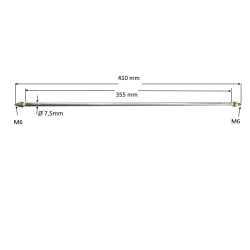 75355 Riscaldatore corazzato lineare  D 7,5 mm  H 355 mm 20V 250W con perni M6