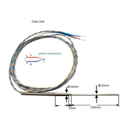 2000.00.206  Termocoppia TCJ  D 2 X 100  Aisi 304 cavo Lc  3mtl  TTS   Molla antipiega