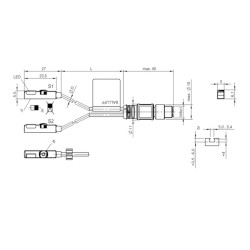 BMF00CA  Doppio Sensore per cilindri con scanalatura a T PNP NO  10 30 VDC  Connettore M8  4 poli Cavo PUR  0.3 m