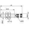 BES060N Sensore induttivo M8 schermato  Alim 10 30 VDC NO PNP  Sn  2mm  Corpo 45mm Ottone nichelato conn  M8 3P.