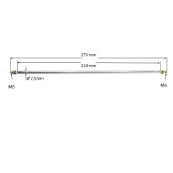 75220  Riscaldatore corazzato lineare  D 7,5 mm  H 220 mm  15V  75W  terminali maggiorati M5 ottone