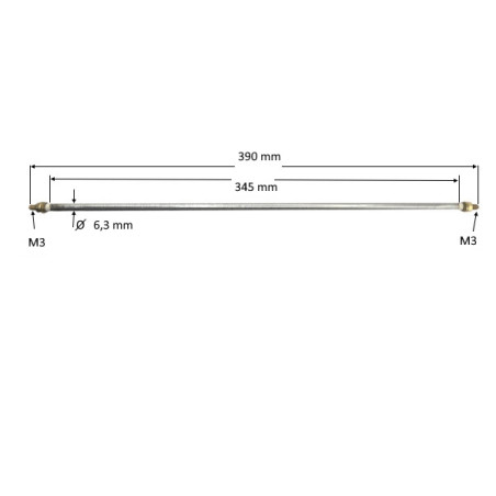 63345  Riscaldatore lineare D 6,3 mm H 345 mm  20V 250W  collegamnto bilaterale con perni  M3