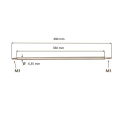 635350  Riscaldatore lineare D 6,35 mm  H 350 mm  110V 500W collegamnto bilaterale con perni  M3