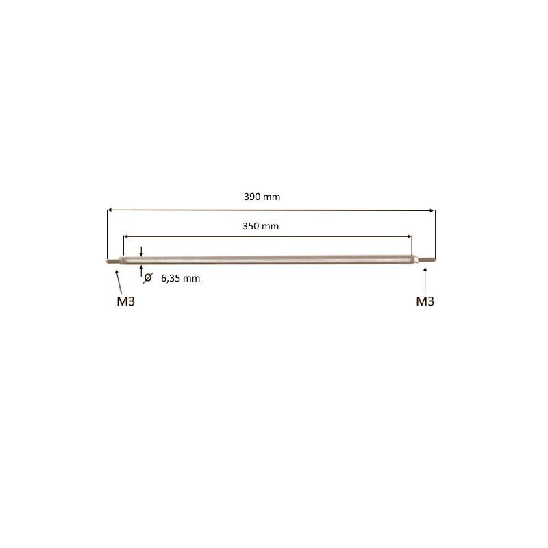 635350  Riscaldatore lineare D 6,35 mm  H 350 mm  110V 500W collegamnto bilaterale con perni  M3