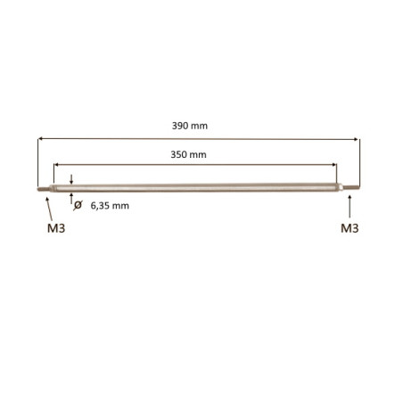 635350  Riscaldatore lineare D 6,35 mm  H 350 mm  110V 500W collegamnto bilaterale con perni  M3