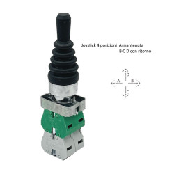 ECX1521  Joystick 4 posizioni  A mantenuta  B C D con ritorno serie Metallo H 79 mm
