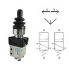 ECP1542  Joystick 2 posiz  A B mantenute serie metallo H 48 mm  IP65 pneumatico 3/2 vie  NC  attacchi  tubo D 4