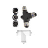 Ripartitore  M12 a T con codifica A  5 pin  femina femina maschio
