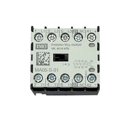 MA05-S-0124DC  Micro Contattori 3 poli NO 2,2 kW 5A AC3 12A AC1 contatto aux 1 NC  bobina 24Vdc TS15 guida din