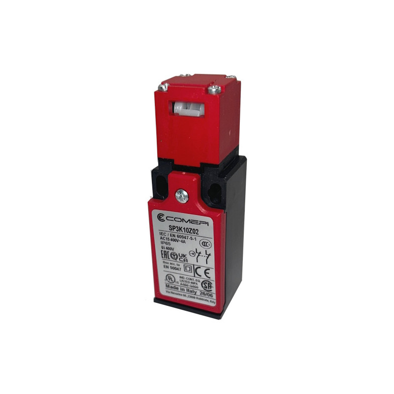 SP3K10Z02  Finecorsa di sicurezza ad azionatore separato  Testina regolabile  90°  Contatti a scatto  2NC doppio isolamento e ap