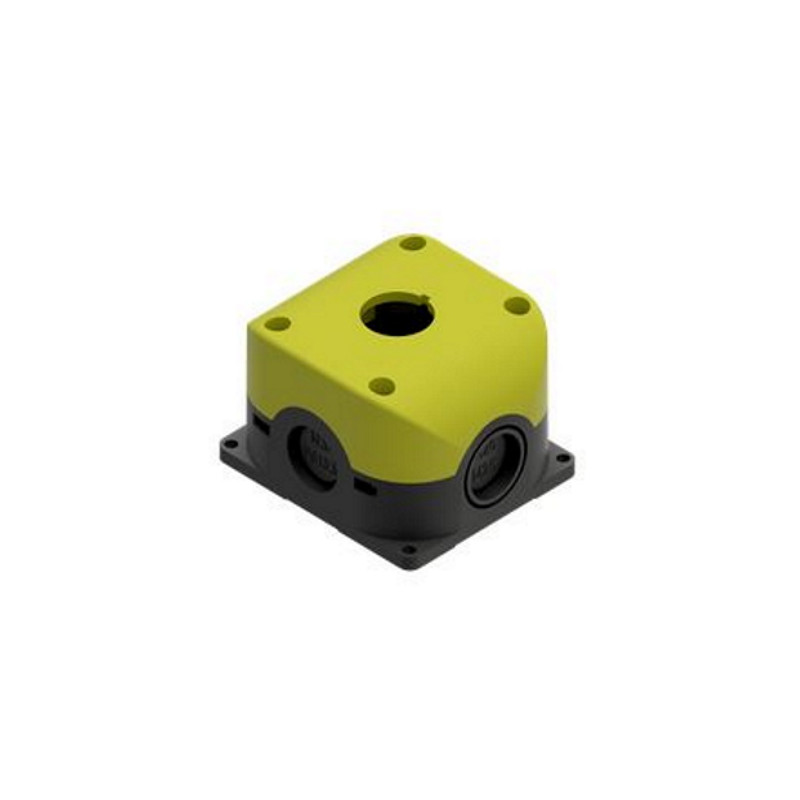 SB115  Pulsantiera in policarbonato 1 foro  giallo nero fondo piatto