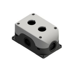 SB214  Pulsantiera policarbonato 2 fori  grigio nero  fondo piatto