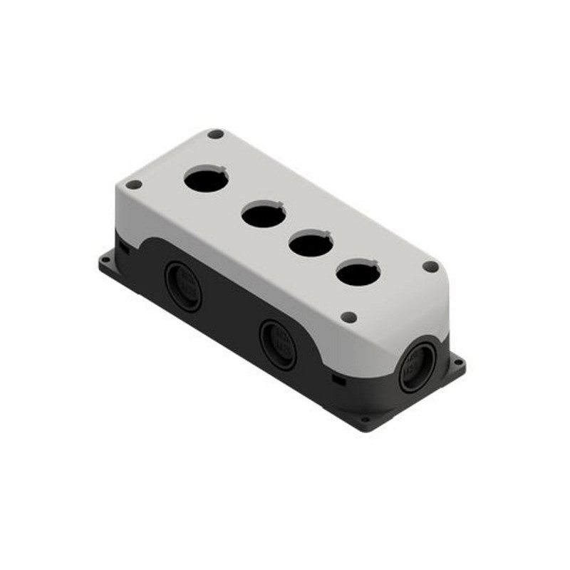 SB414  Pulsantiera in policarbonato 4 fori  grigio  nero fondo piatto