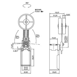 CLS-191   Finecorsa  in plastica  leva regolabile in acciaio inox con rotella in plastica  NO  NC 10A 250V  IP65  M20