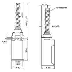 CLS-181  Finecorsa  in plastica  Molla in acciaio inox  NO  NC 10A 250V IP65   M20