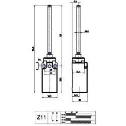 AP1T93Z11  Finecorsa multidirezionale a molla inox corpo tecnopolimero Contatti a scatto  1NO  1NC  doppio isolamento e apertura