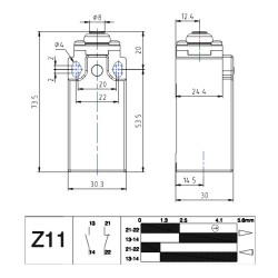AP1T14Z11  Finecorsa Pistoncino in acciaio con cuffia antipolvere  corpo 30mm   IP65  Pg 13,5