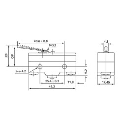 CM-1301   Micro interruttore switch serie CM  in plastica  leva in acciaio inox  1NO NC  15A 250V  IP20