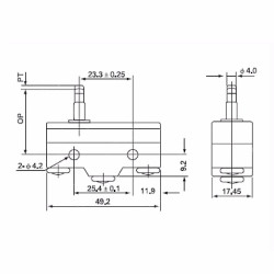 CM-1305   Micro interruttore switch serie CM  in plastica  pistoncino in acciaio inox  1NO NC  15A 250V  IP20