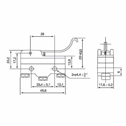 CM-1706  Micro interruttore switch serie CM in plastica  leva in acciaio inox  1NO NC  15A 250V  IP20
