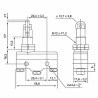 CM-1309   Micro interruttore switch serie CM  in plastica  pistoncino in acciaio inox con rotella in acciaio inox perpendicolare