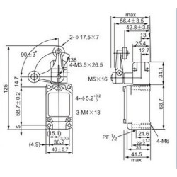 CWLCA32-41   Finecorsa metallico  leva regolabile inox con rullo in plastica  NO NC 10A 250V IP66  M20
