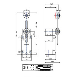 BM1E52Z11  Finecorsa alluminio a leva regolabile  con rotella INOX 22mm contatti a scatto  1NO  1NC  doppio isolamento e apertur