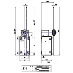 BM1E71Z11  Finecorsa in alluminio  alluminio con Asta in acciaio inox 3mm Contatti a scatto  1NO  1NC  doppio isolamento e apert
