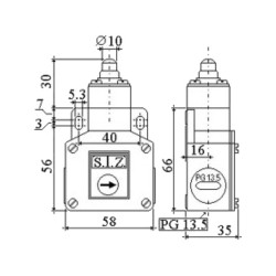 1404  Finecorsa in metallo pistoncino lungo Contatto 1NO 1NC   PG13,5 IP65