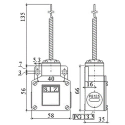 1407  Finecorsa in metallo stelo flessibile  Contatto 1NO 1NC   PG13,5  IP65