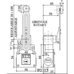 1410   Finecorsa in metallo leva con rotella regolabile Contatto 1NO 1NC  PG13,5  IP65