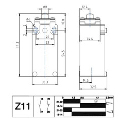 AM1F11Z11  Finecorsa in alluminio  Pistoncino in acciaio  corpo 30mm PG13,5  IP66